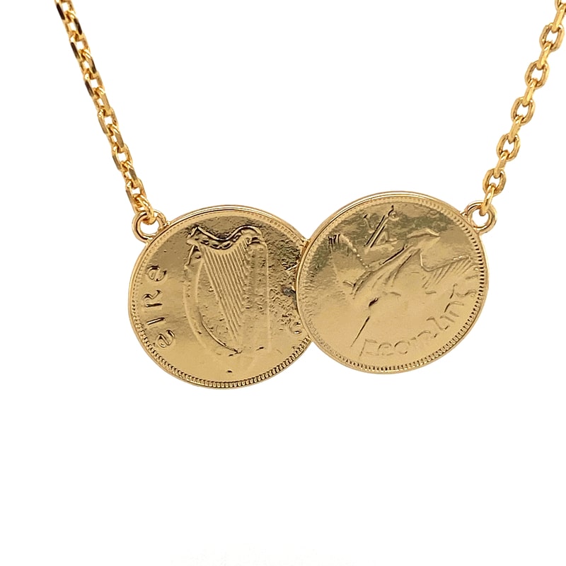 Stainless Steel Coin Shape Pendant Necklace Gold plated - Temu