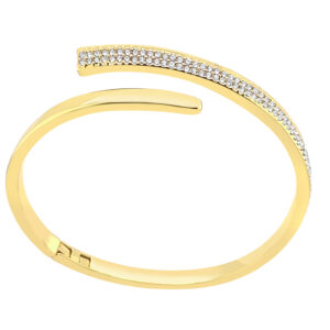 Unique Twist Style Bangle with Clear Swarovski Crystals