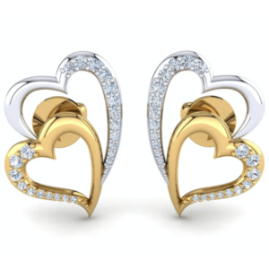 Double Heart Dainty Earring Encrusted with Swarovski Crystals