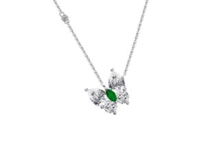 Irish designer necklace featuring a cubic zirconia butterfly pendant on a sterling silver chain - Frost Couture
