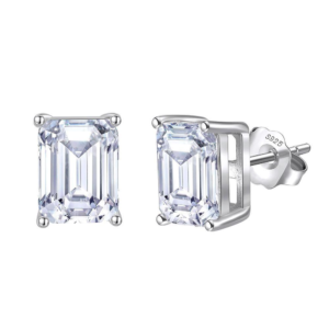 Cubic Zirconia Rectangle Cut Stud Earrings
