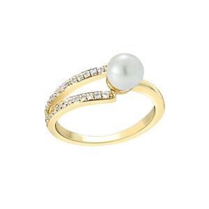 Pearl Pear Shaped Ring Encrusted With Clear CZ Crystals