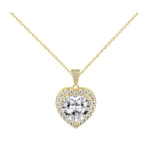 Sterling Silver Heart Necklace with Clear Cubic Zirconia
