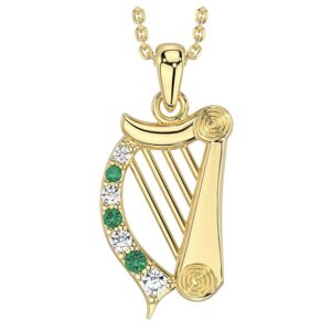 Irish Harp Necklace Encrusted with CZ Crystals