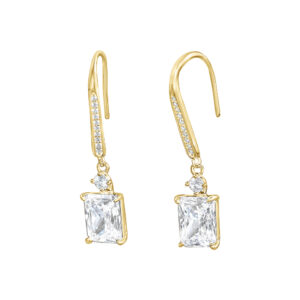 Emerald Cut CZ Drop Earrings